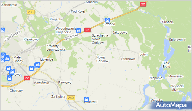 mapa Nowa Cerkiew gmina Chojnice, Nowa Cerkiew gmina Chojnice na mapie Targeo