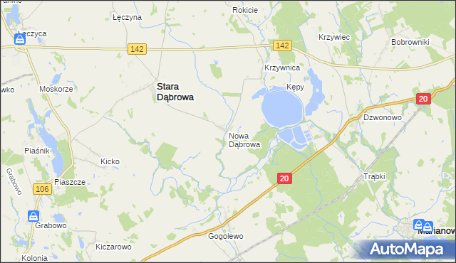 mapa Nowa Dąbrowa gmina Stara Dąbrowa, Nowa Dąbrowa gmina Stara Dąbrowa na mapie Targeo