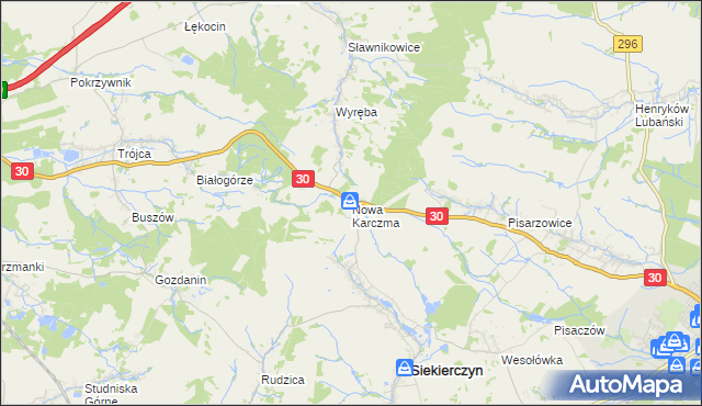 mapa Nowa Karczma gmina Siekierczyn, Nowa Karczma gmina Siekierczyn na mapie Targeo
