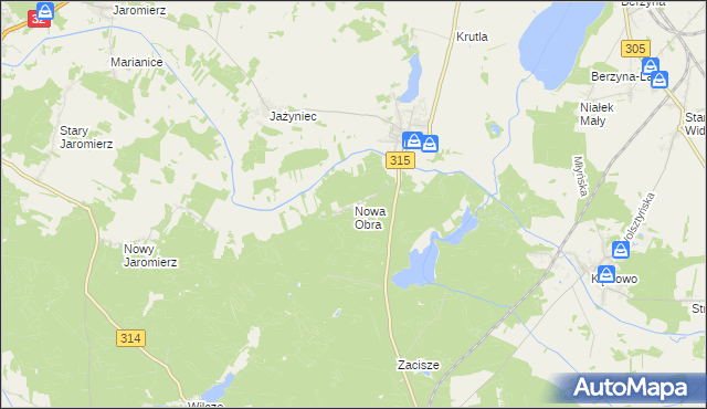 mapa Nowa Obra gmina Wolsztyn, Nowa Obra gmina Wolsztyn na mapie Targeo