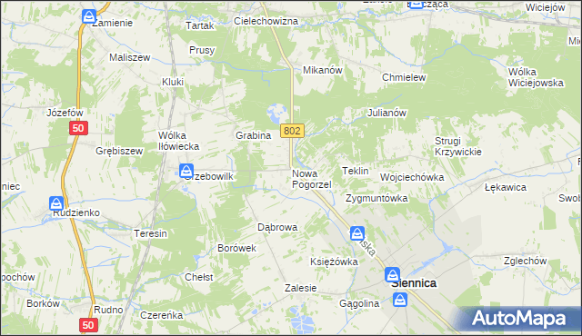 mapa Nowa Pogorzel, Nowa Pogorzel na mapie Targeo