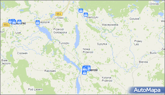 mapa Nowa Przerośl, Nowa Przerośl na mapie Targeo