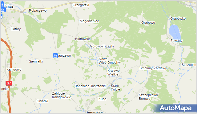 mapa Nowa Wieś-Dmochy, Nowa Wieś-Dmochy na mapie Targeo