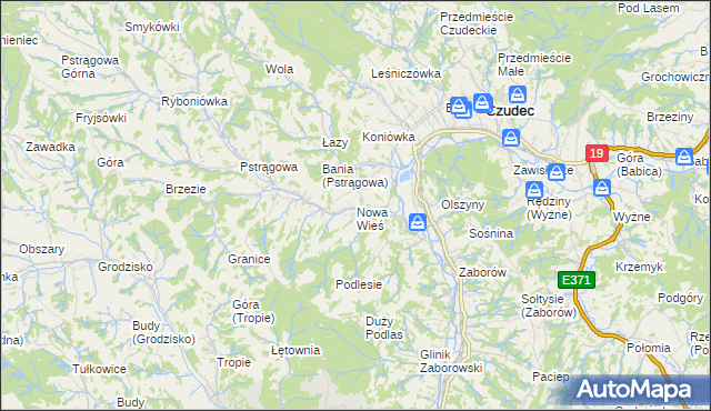 mapa Nowa Wieś gmina Czudec, Nowa Wieś gmina Czudec na mapie Targeo