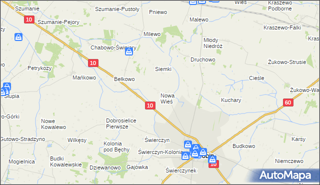 mapa Nowa Wieś gmina Drobin, Nowa Wieś gmina Drobin na mapie Targeo