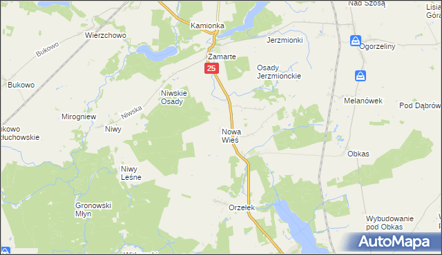 mapa Nowa Wieś gmina Kamień Krajeński, Nowa Wieś gmina Kamień Krajeński na mapie Targeo