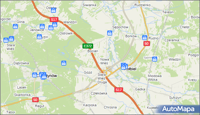 mapa Nowa Wieś gmina Kołbiel, Nowa Wieś gmina Kołbiel na mapie Targeo