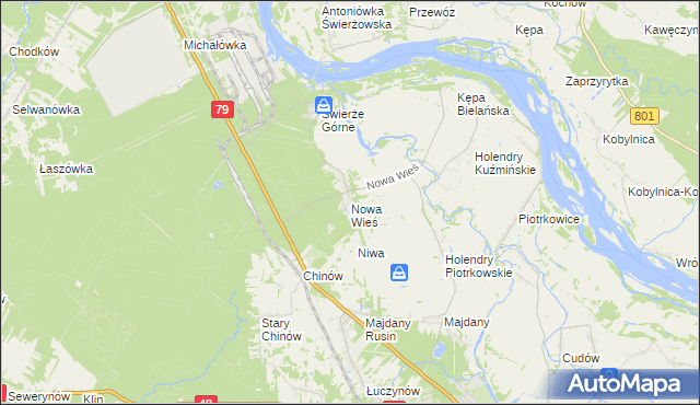 mapa Nowa Wieś gmina Kozienice, Nowa Wieś gmina Kozienice na mapie Targeo