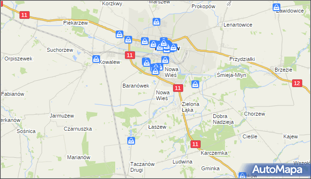 mapa Nowa Wieś gmina Pleszew, Nowa Wieś gmina Pleszew na mapie Targeo