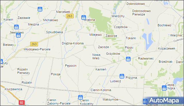 mapa Nowa Wieś gmina Słupca, Nowa Wieś gmina Słupca na mapie Targeo