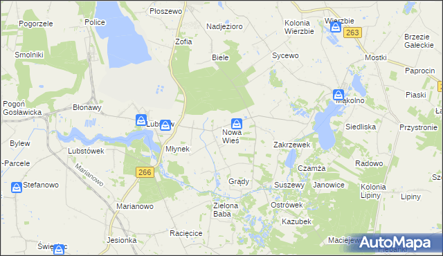 mapa Nowa Wieś gmina Sompolno, Nowa Wieś gmina Sompolno na mapie Targeo