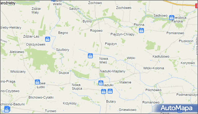 mapa Nowa Wieś gmina Staroźreby, Nowa Wieś gmina Staroźreby na mapie Targeo