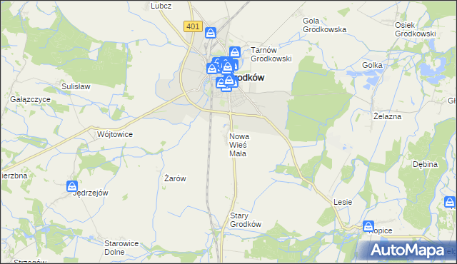 mapa Nowa Wieś Mała gmina Grodków, Nowa Wieś Mała gmina Grodków na mapie Targeo