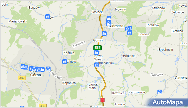 mapa Nowa Wieś Niemczańska, Nowa Wieś Niemczańska na mapie Targeo