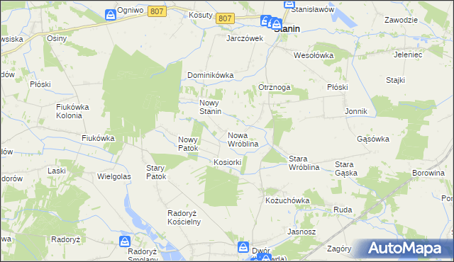 mapa Nowa Wróblina, Nowa Wróblina na mapie Targeo
