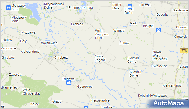mapa Nowa Zagość, Nowa Zagość na mapie Targeo