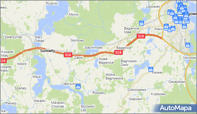 mapa Nowe Bagienice, Nowe Bagienice na mapie Targeo