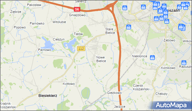 mapa Nowe Bielice, Nowe Bielice na mapie Targeo