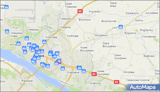 mapa Nowe Boryszewo, Nowe Boryszewo na mapie Targeo