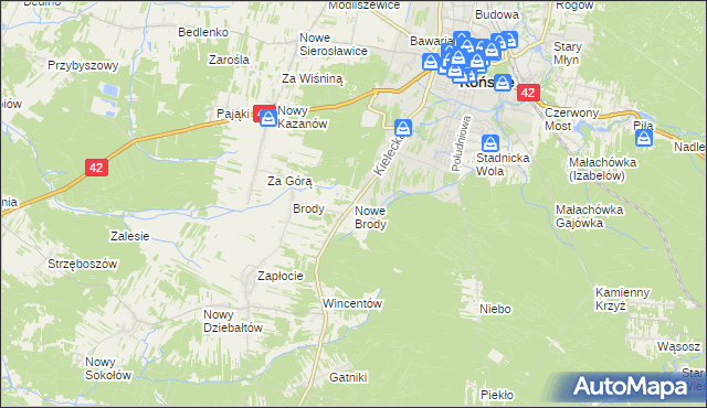 mapa Nowe Brody, Nowe Brody na mapie Targeo