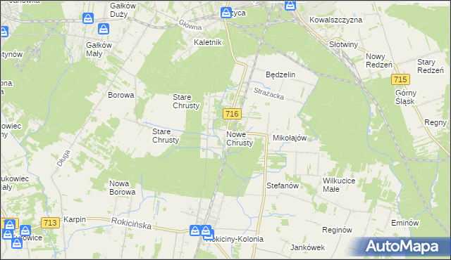 mapa Nowe Chrusty, Nowe Chrusty na mapie Targeo