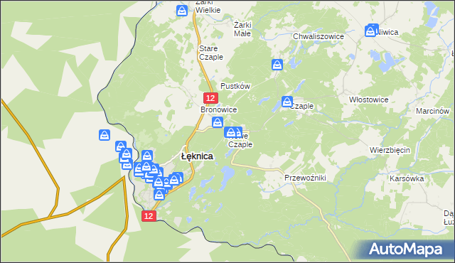 mapa Nowe Czaple gmina Trzebiel, Nowe Czaple gmina Trzebiel na mapie Targeo