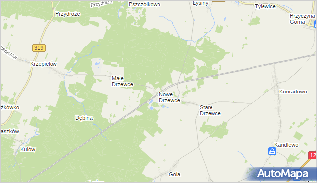 mapa Nowe Drzewce, Nowe Drzewce na mapie Targeo