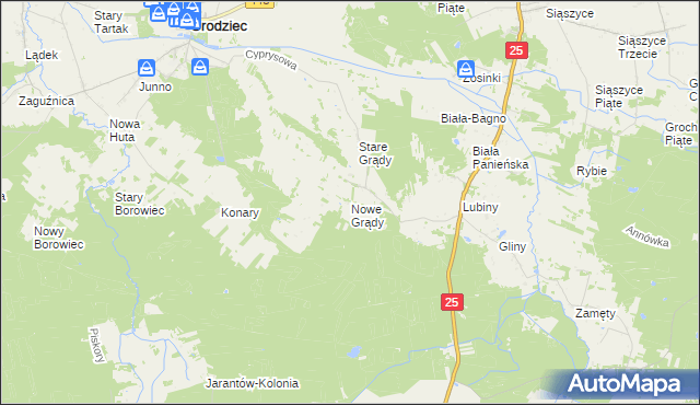 mapa Nowe Grądy, Nowe Grądy na mapie Targeo