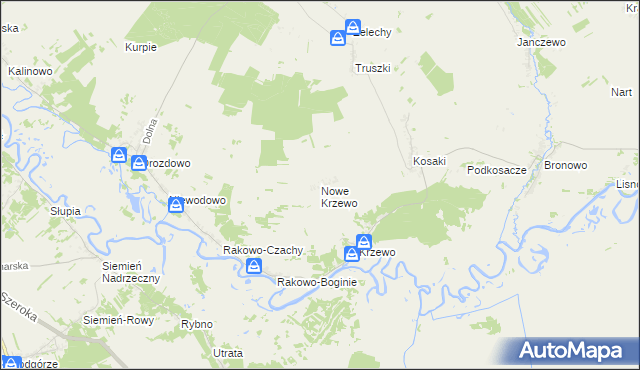 mapa Nowe Krzewo gmina Piątnica, Nowe Krzewo gmina Piątnica na mapie Targeo