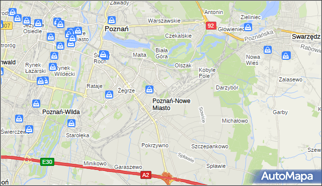 mapa Nowe Miasto gmina Poznań, Nowe Miasto gmina Poznań na mapie Targeo