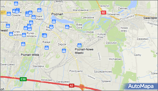 mapa Nowe Miasto gmina Poznań, Nowe Miasto gmina Poznań na mapie Targeo