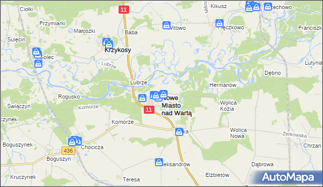 mapa Nowe Miasto nad Wartą, Nowe Miasto nad Wartą na mapie Targeo