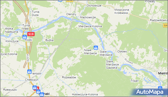 mapa Nowe Mierzwice, Nowe Mierzwice na mapie Targeo