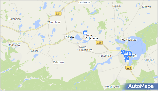 mapa Nowe Objezierze, Nowe Objezierze na mapie Targeo