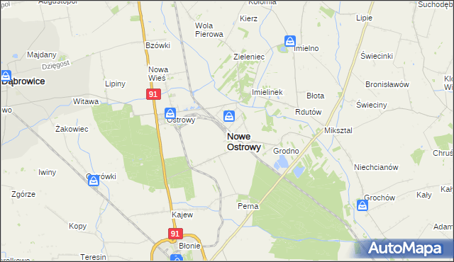 mapa Nowe Ostrowy, Nowe Ostrowy na mapie Targeo