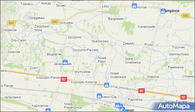 mapa Nowe Paski, Nowe Paski na mapie Targeo