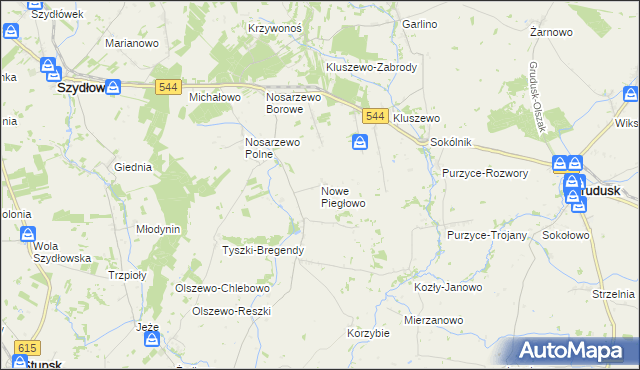 mapa Nowe Piegłowo, Nowe Piegłowo na mapie Targeo