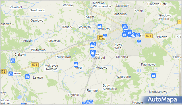 mapa Nowe Pieścirogi, Nowe Pieścirogi na mapie Targeo