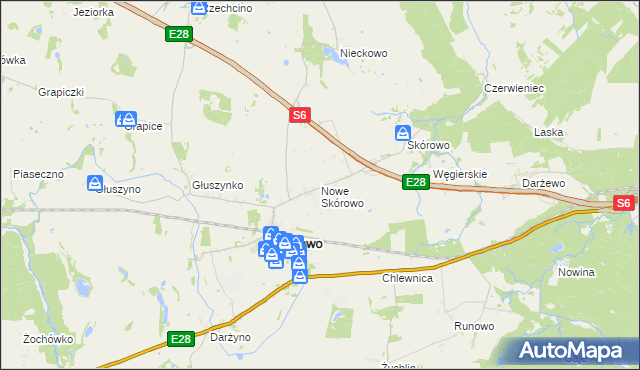 mapa Nowe Skórowo, Nowe Skórowo na mapie Targeo