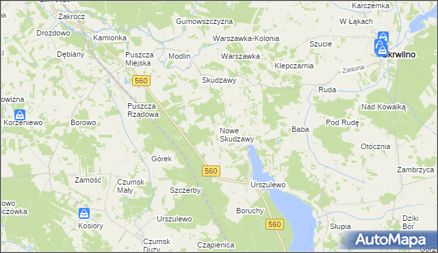 mapa Nowe Skudzawy, Nowe Skudzawy na mapie Targeo