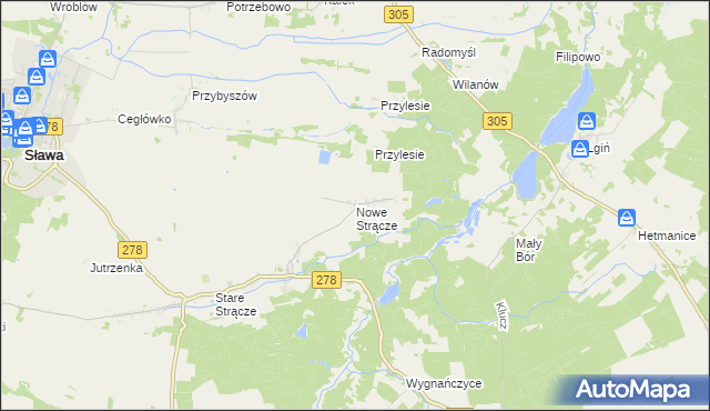 mapa Nowe Strącze, Nowe Strącze na mapie Targeo