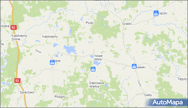 mapa Nowe Włóki, Nowe Włóki na mapie Targeo