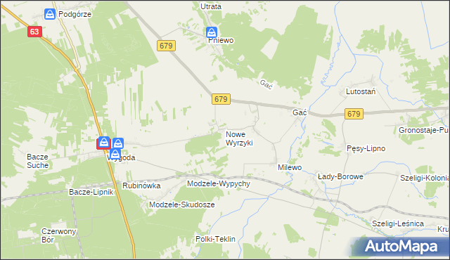 mapa Nowe Wyrzyki, Nowe Wyrzyki na mapie Targeo