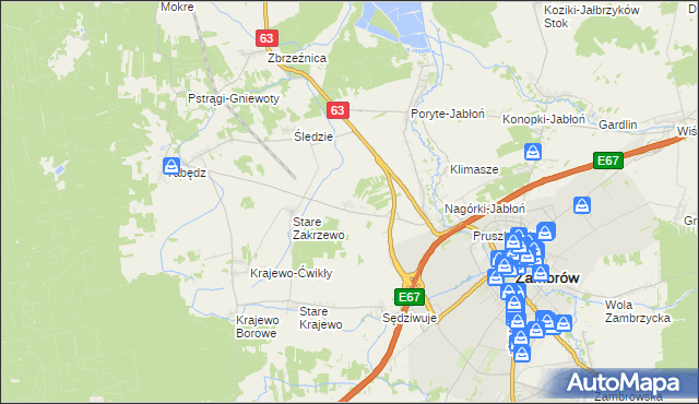 mapa Nowe Zakrzewo, Nowe Zakrzewo na mapie Targeo