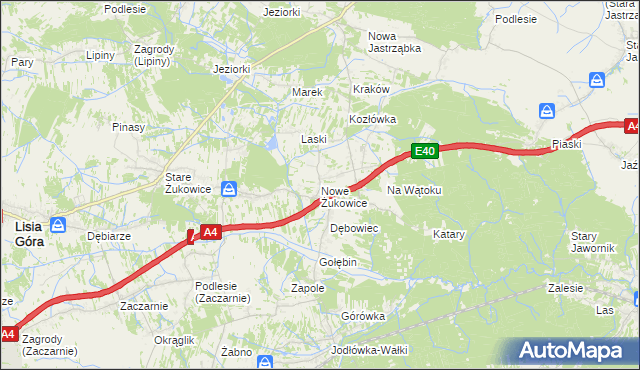 mapa Nowe Żukowice, Nowe Żukowice na mapie Targeo