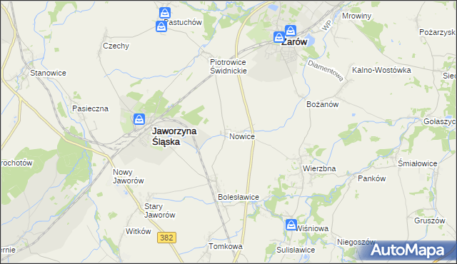 mapa Nowice gmina Jaworzyna Śląska, Nowice gmina Jaworzyna Śląska na mapie Targeo