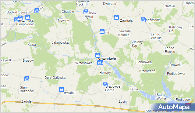 mapa Nowodwór powiat rycki, Nowodwór powiat rycki na mapie Targeo