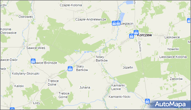 mapa Nowy Bartków, Nowy Bartków na mapie Targeo