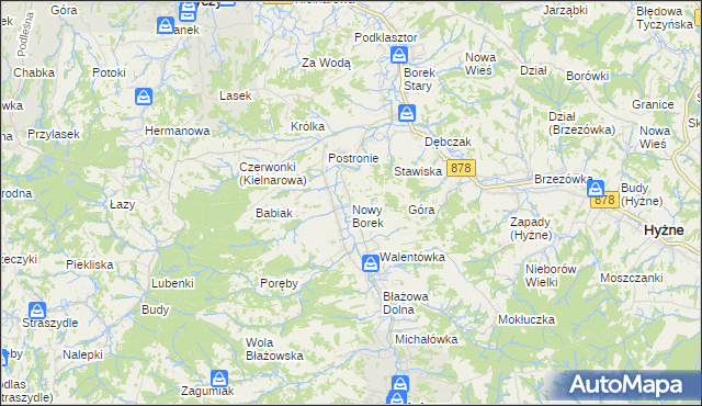 mapa Nowy Borek gmina Błażowa, Nowy Borek gmina Błażowa na mapie Targeo