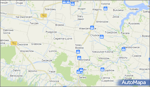 mapa Nowy Bostów, Nowy Bostów na mapie Targeo